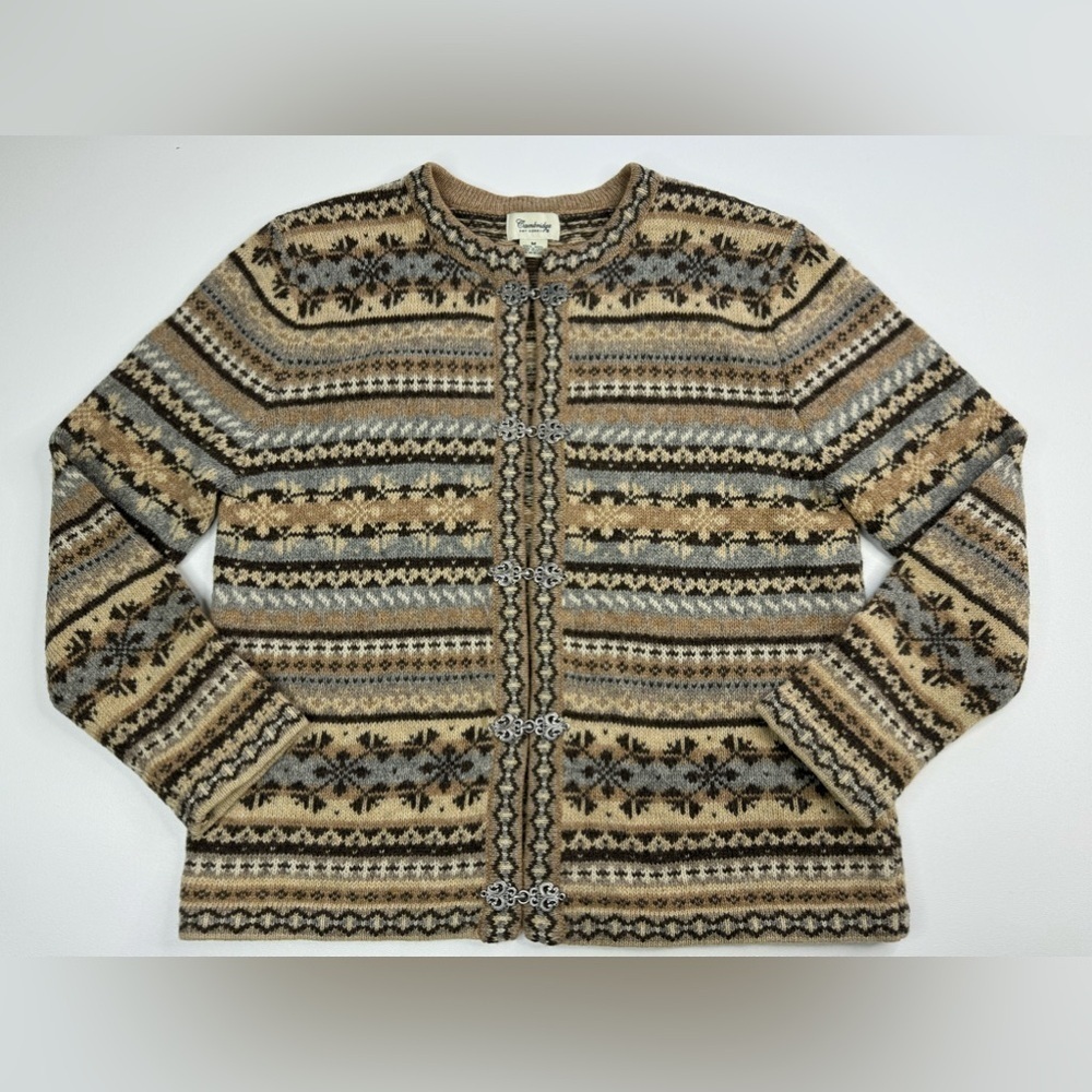 Cambridge Dry Goods 100% Wool Nordic Hook Buckle Sweater Womens Medium